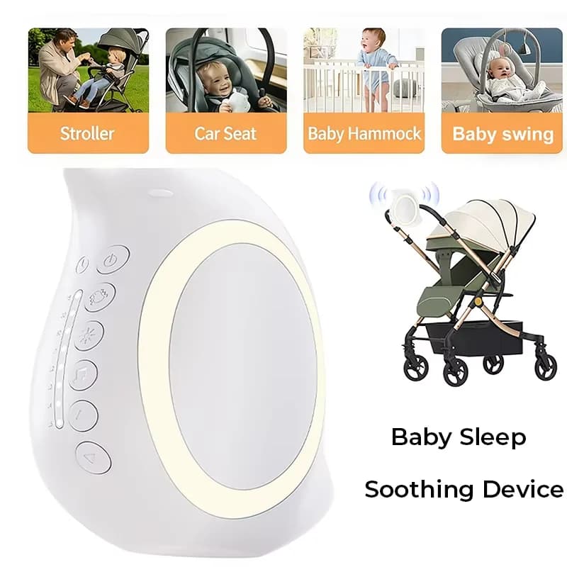 Electric Portable Device for Child Sleep with Night Light, Bluetooth Speaker, White Rumore, Vibration and Relaxing Music