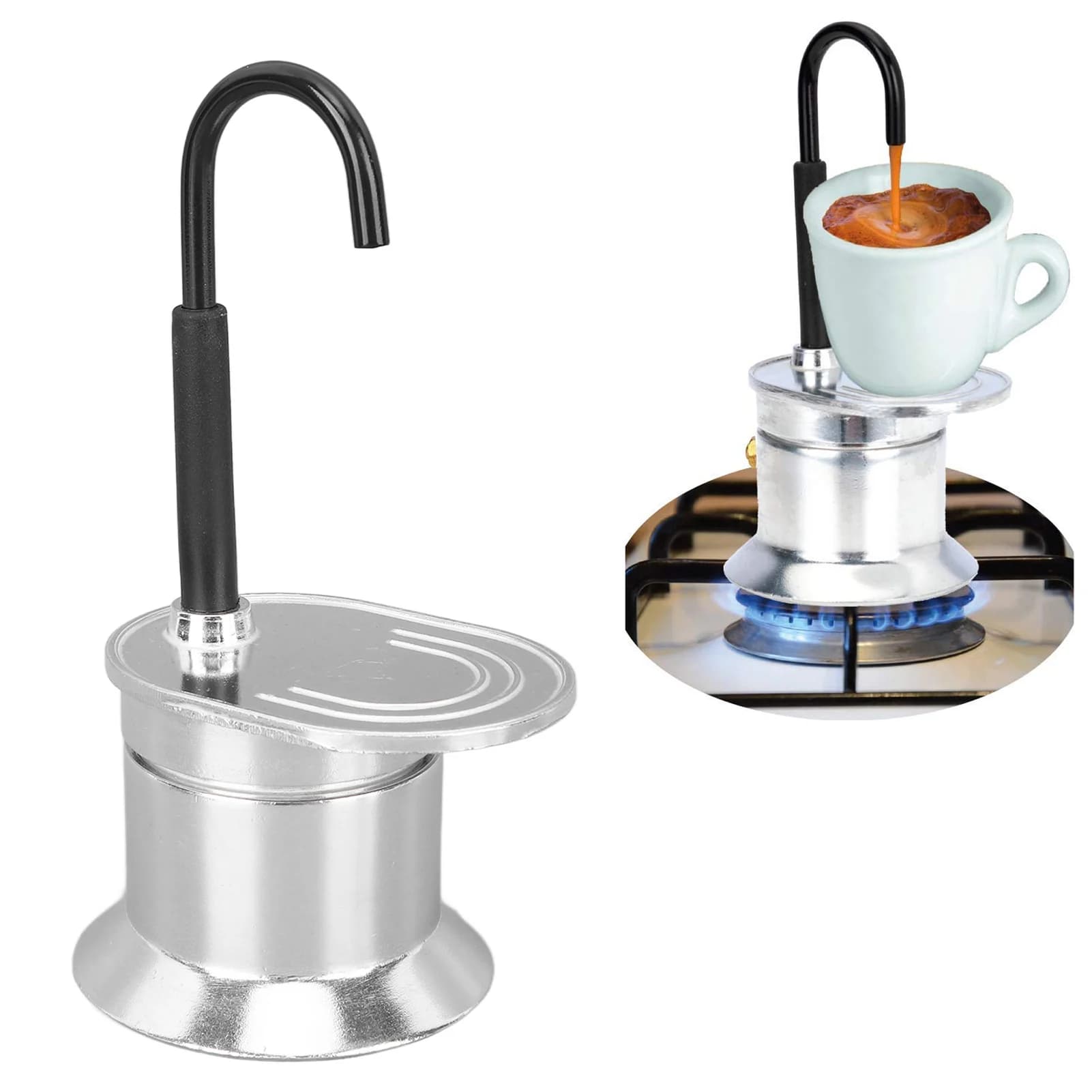 50ML tubo singolo Moka Pot Cup beccuccio in lega di alluminio piano cottura caffettiera italiana per feste all'aperto accessori da cucina da viaggio