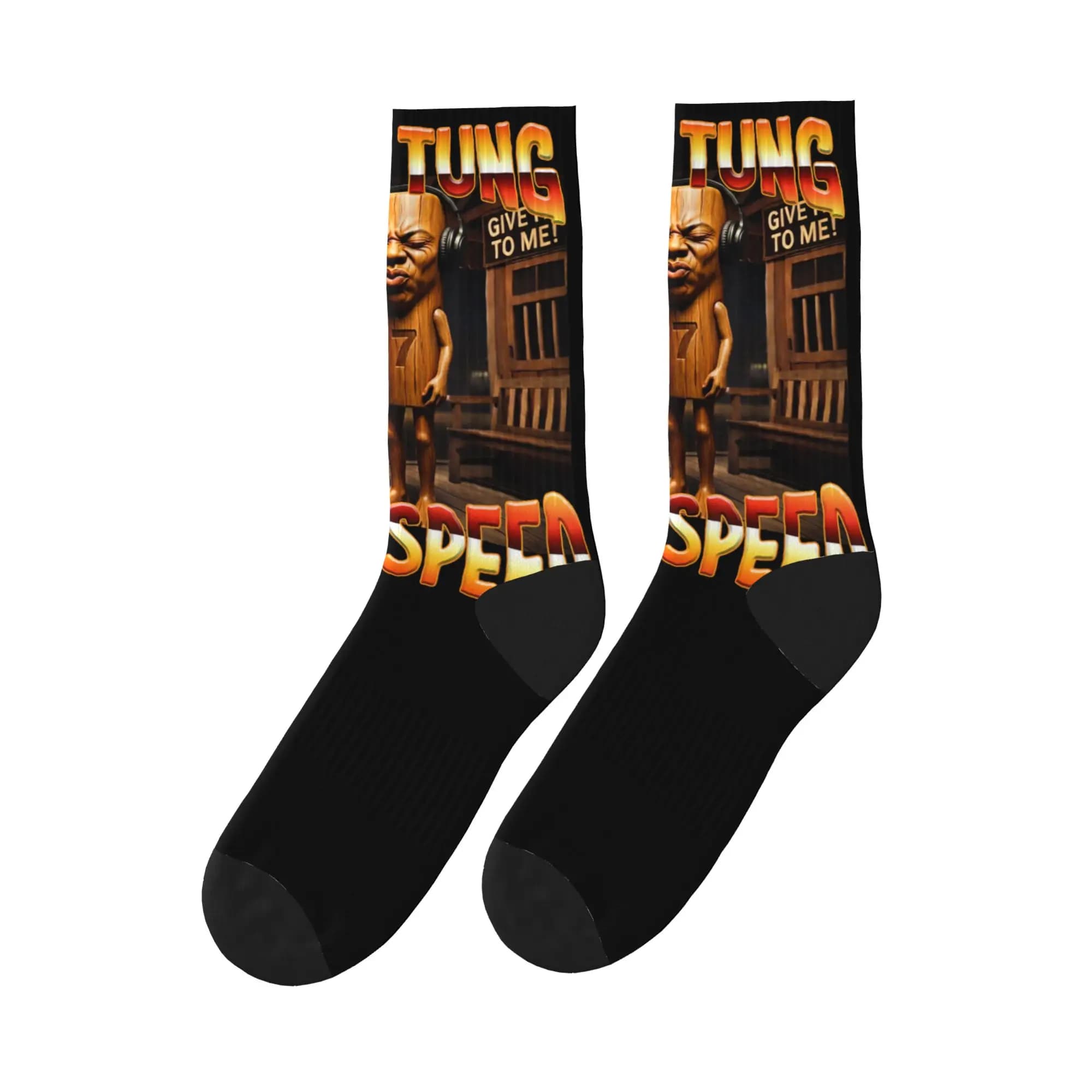 Calze Grafiche Gothic Tung Speed Tuff Brainrot Meme Gen Z, Calze Invernali Antiscivolo da Uomo, Calze Calde e Morbide per Arrampicata