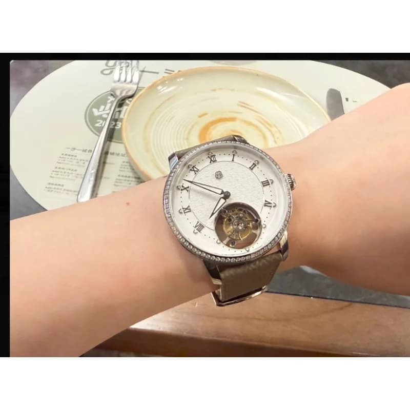 Flying Tourbillon Diamond-encrusted Men's Mechanical Dress Watch