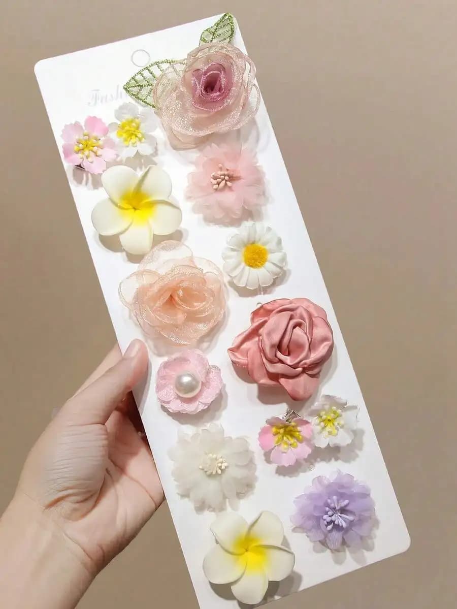 Set di 10 fermagli per capelli floreali per donna, accessori per le vacanze estive, forcine per capelli, decorazioni per la testa