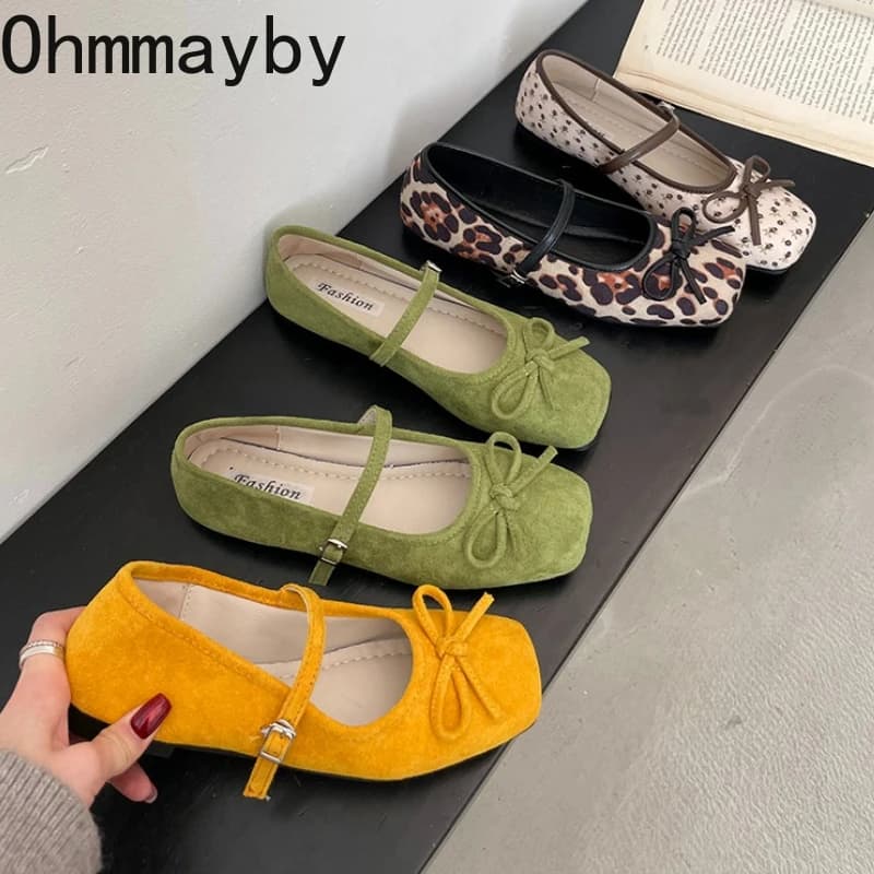 Nuove Ballerine da Donna Primavera 2026 con Fiocco a Farfalla, Punta Quadrata, Slip-On, Eleganti e Morbide, Scarpe da Cerimonia