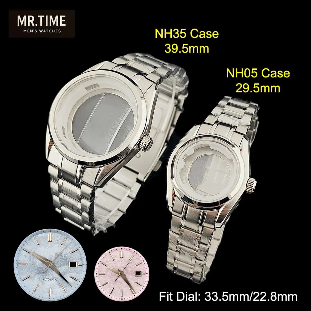 NH35/NH05 Case 39.5/29.5mm Case Couple case No Logo Fashion Couple Watch Case Dial For NH35/NH05 Movement Men Women Watch Parts