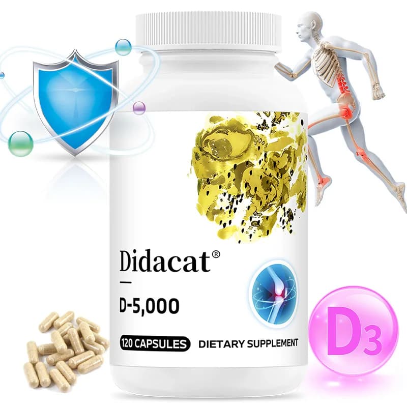 Soft vitamin D3 5000 IU capsules with high power, non-GMO and gluten-free supplement, for healthy muscle function and immune support