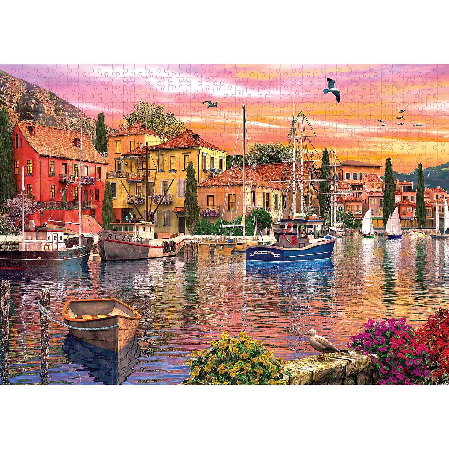 Mediterranean Harbor Sunset Jigsaw Puzzle 500/1000/1200/2000 Pcs Paper Puzzle for Adults Kids Home Decor Gift 38x52-70x100cm