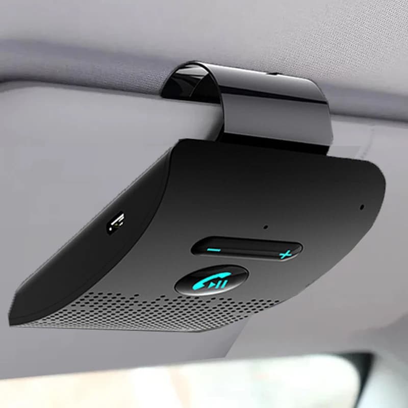Bluetooth 5.0 Kit vivavoce per auto Altoparlante Hifi Ricevitore audio wireless da 2 W Lettore musicale MP3 Con cancellazione del rumore Clip per visiera parasole