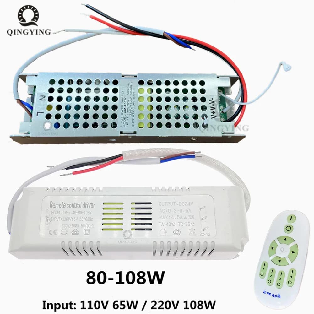 24V Remote Control Driver 2.4G Power Supply Be Used for 24V Dual Colors LED Strip Dimming & Color Changing Input 220V Output 24V