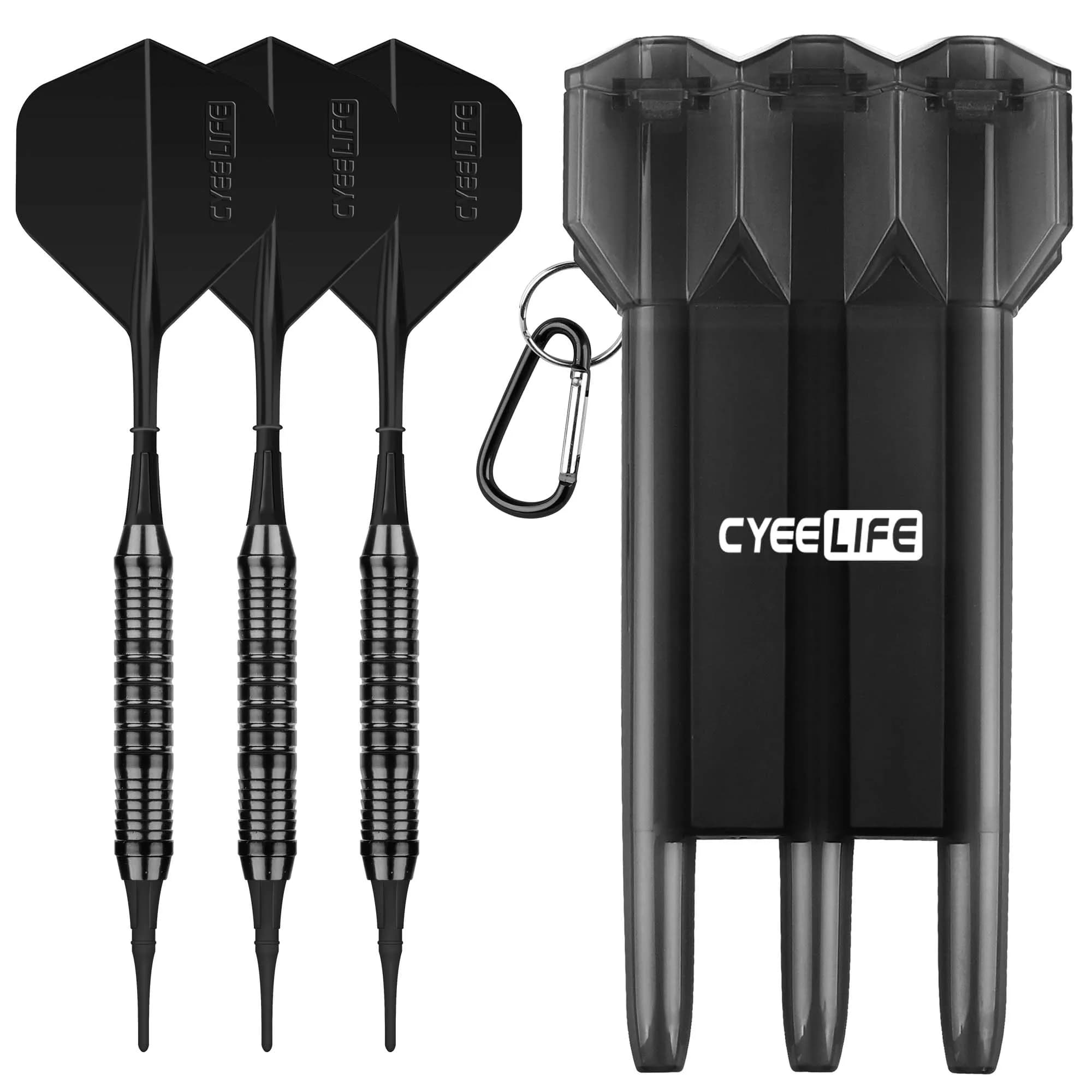 Freccette CyeeLife in ottone con punta morbida da 18 g con custodia per il trasporto, punti e voli in plastica extra, set di freccette elettroniche professionali