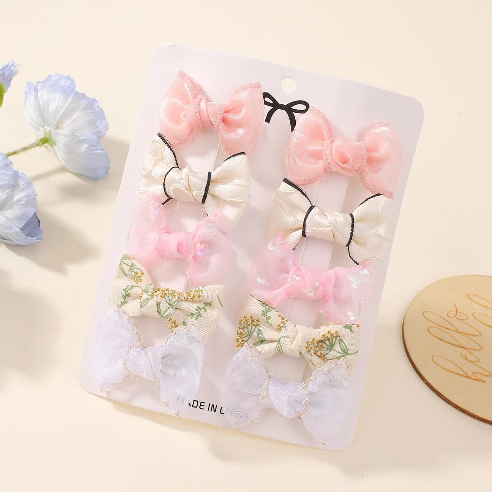 10 pezzi squisito fiocco fermaglio per capelli pizzo principessa garza per bambini frangia accessori per capelli barrette fermaglio per capelli sicuro regalo all'ingrosso