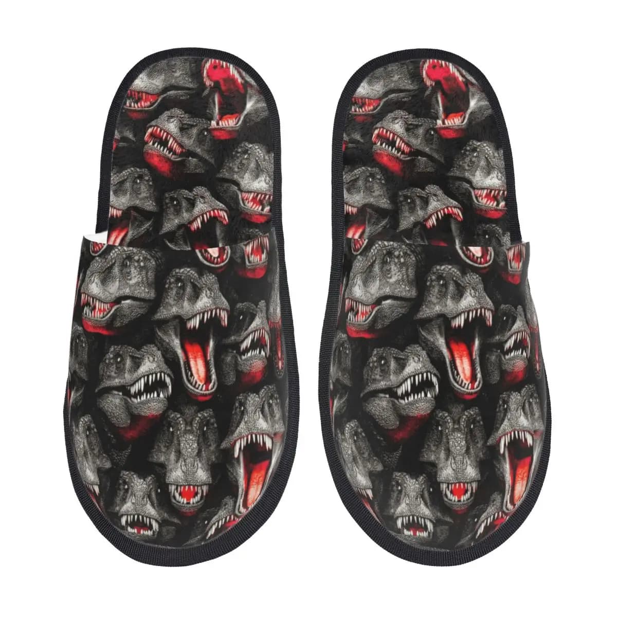 Custom Ferocious Jurassic Dinosaur Horde House Slippers Women Soft Memory Foam T-Rex Slip On Hotel Slipper Shoes