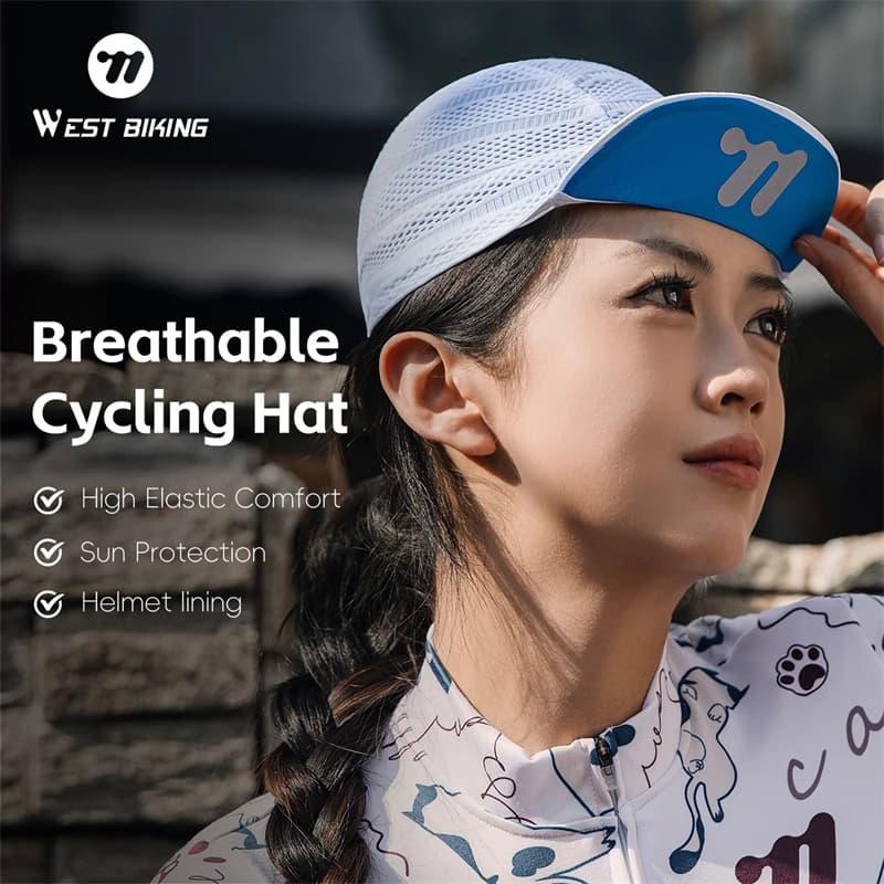 WEST BIKING Cycling Cap Ice Silk Breathable Sun Protection Helmet Liner Hat Reflective Quick Dry Sweat Wicking Cap for Men Women