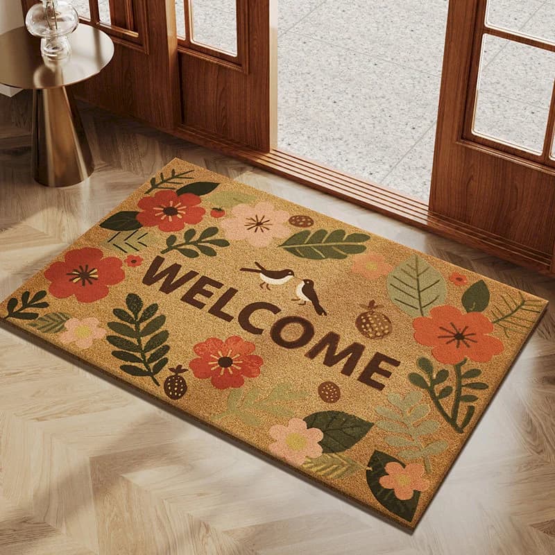 VIKAMA Flower Welcome Door Mat Anti Slip And Pollution Absorbing Floor Mat Bohemian Flower Decorative Door Mat Home Decoration