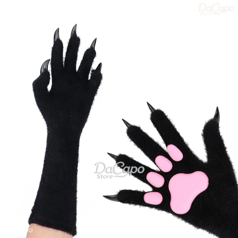Fursuit Gloves Animal Paw Furry Anime Cosplay Kig Roleplay Paw Pads Motorcycle Gloves Warm Cartoon Halloween Dress up Cat Claws