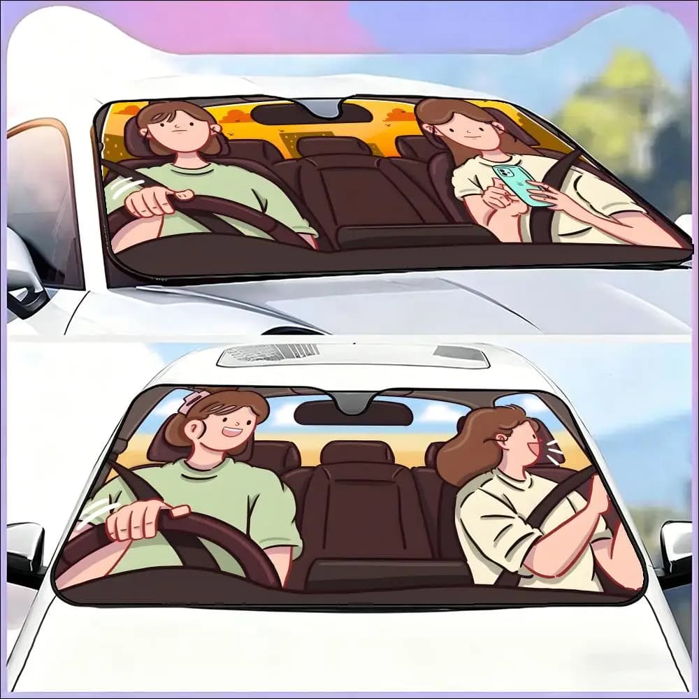 Parasole Premium per Auto 1P-Go On A Road Trip, Protezione dal Calore e dai Raggi UV, Regalo Ideale per Auto
