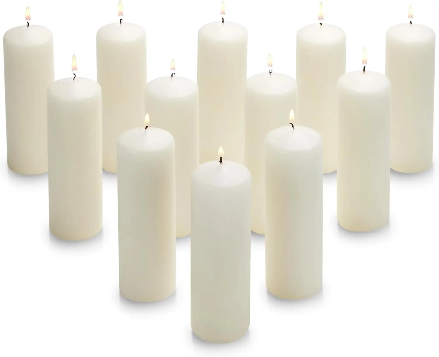 Set di 12 Candele a Colonna Senza Profumo – Candele per Cena Senza Gocciolamento e Senza Fumo, Durata 38 Ore, per Matrimoni, Feste