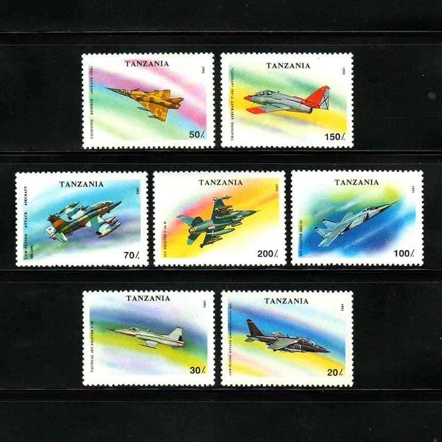 7Pcs/Set New Tanzania Post Stamp 1993 Aircraft Fighter Stamps MNH
