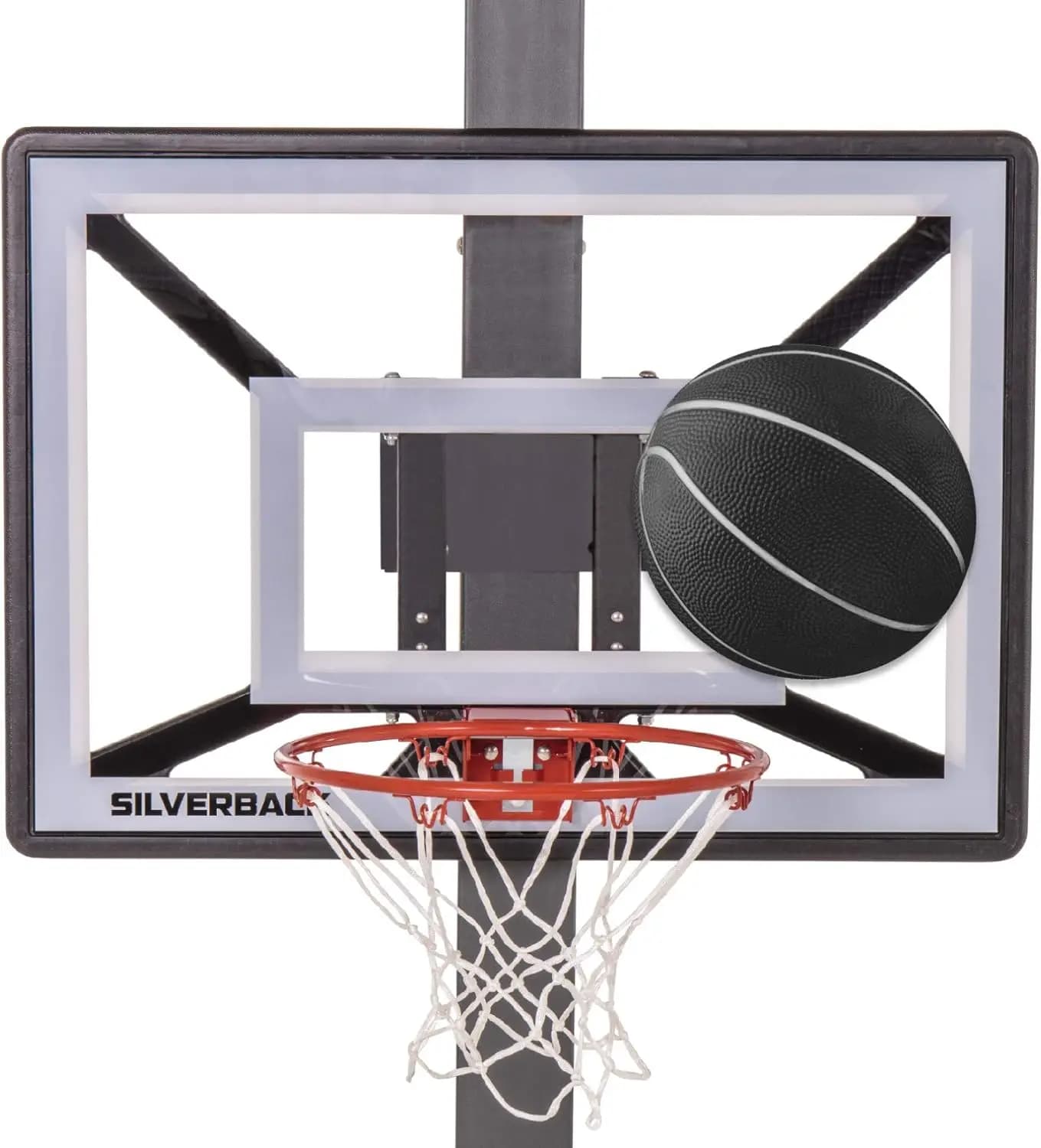 Canestro da basket junior da 33 pollici con montaggio Lock 'n Rock per pali rotondi e quadrati, cerchio a molla, set completo
