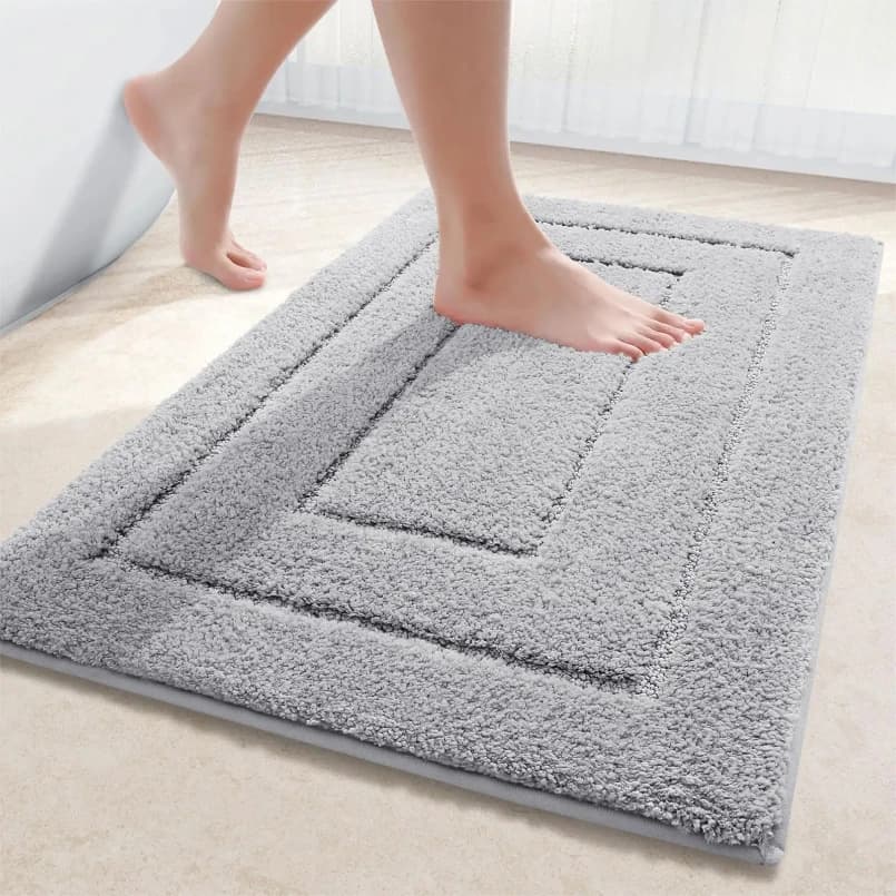 Microfiber Bathroom Mat Non-slip Washable Bath Mat Water Resistant Dirty Bath Mat Shower Velvet Foot Mat