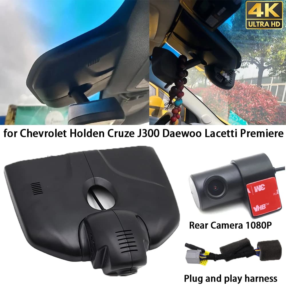 For Chevrolet Holden Cruze J300 Daewoo Lacetti Premiere 4K Dash Cam Front Camera Rear DVR Plug and Play Video Recorder 24 Hours Wifi