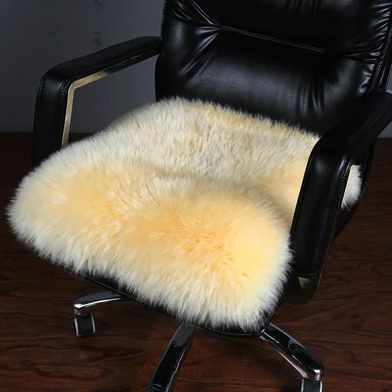Original Fur and Wool Chair Cushion, Office Back Cushion, Computer Chair, Square, Floor Pillow, Sofa meditation, Winter