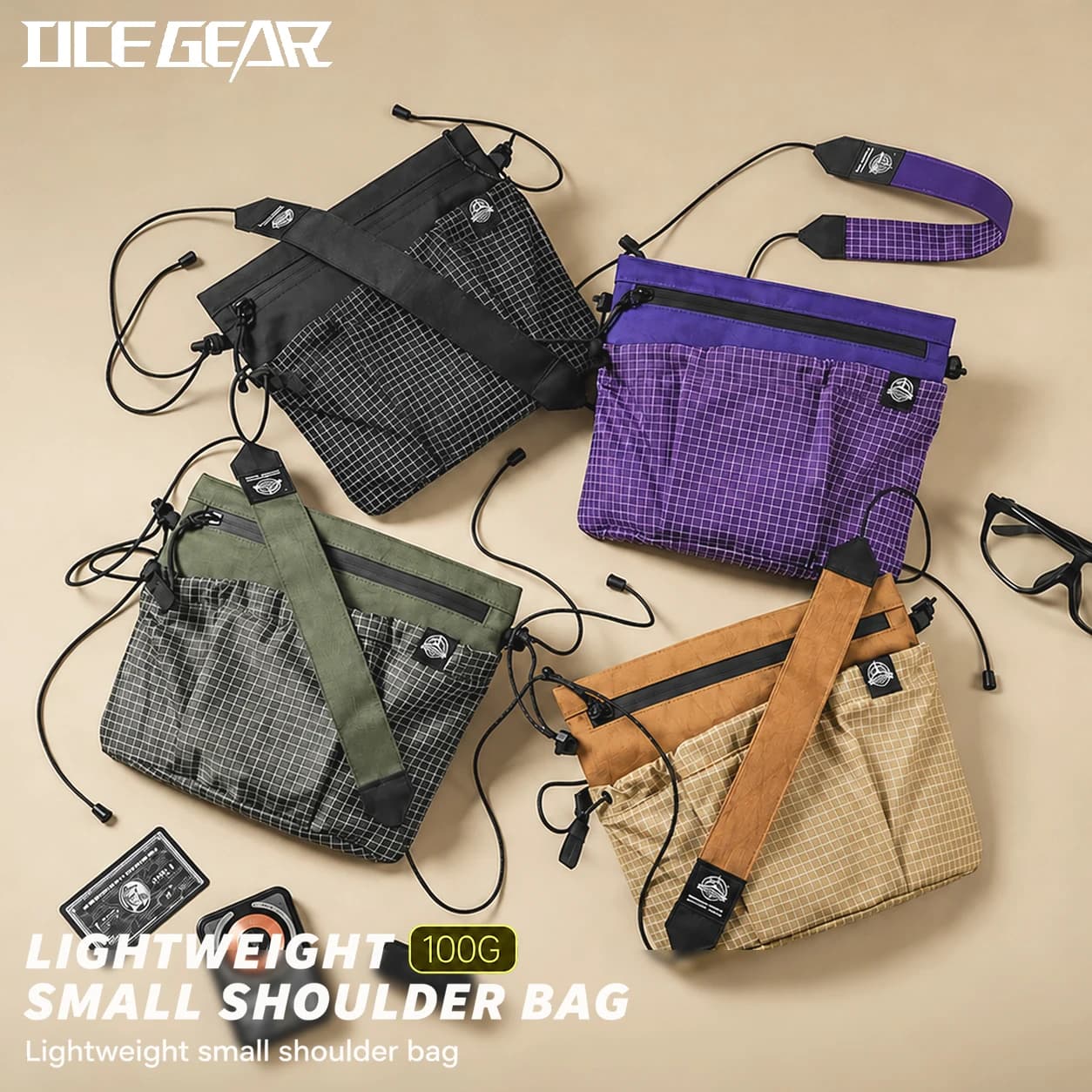 Borsa a tracolla leggera Borsa a tracolla piccola impermeabile in nylon Ripstop X Pac con tracolla regolabile da viaggio per escursioni quotidiane