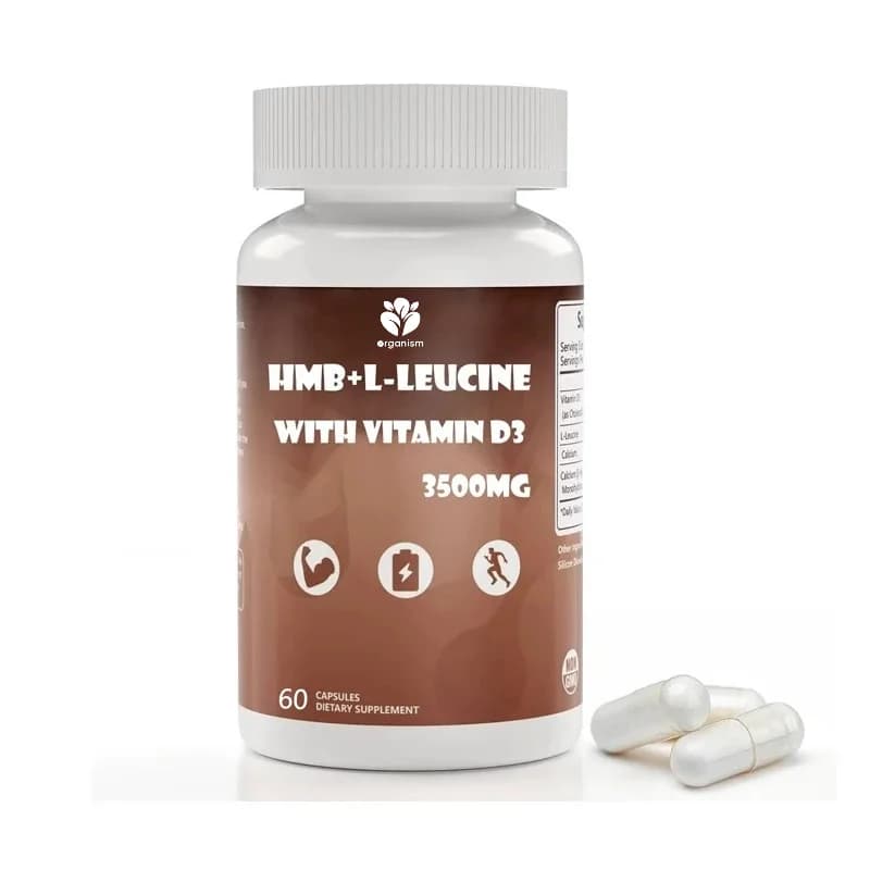 HMB and Leucine Supplements, 3500 mg L-leucine HMB with Vitamin D3, vegetarian, gluten free