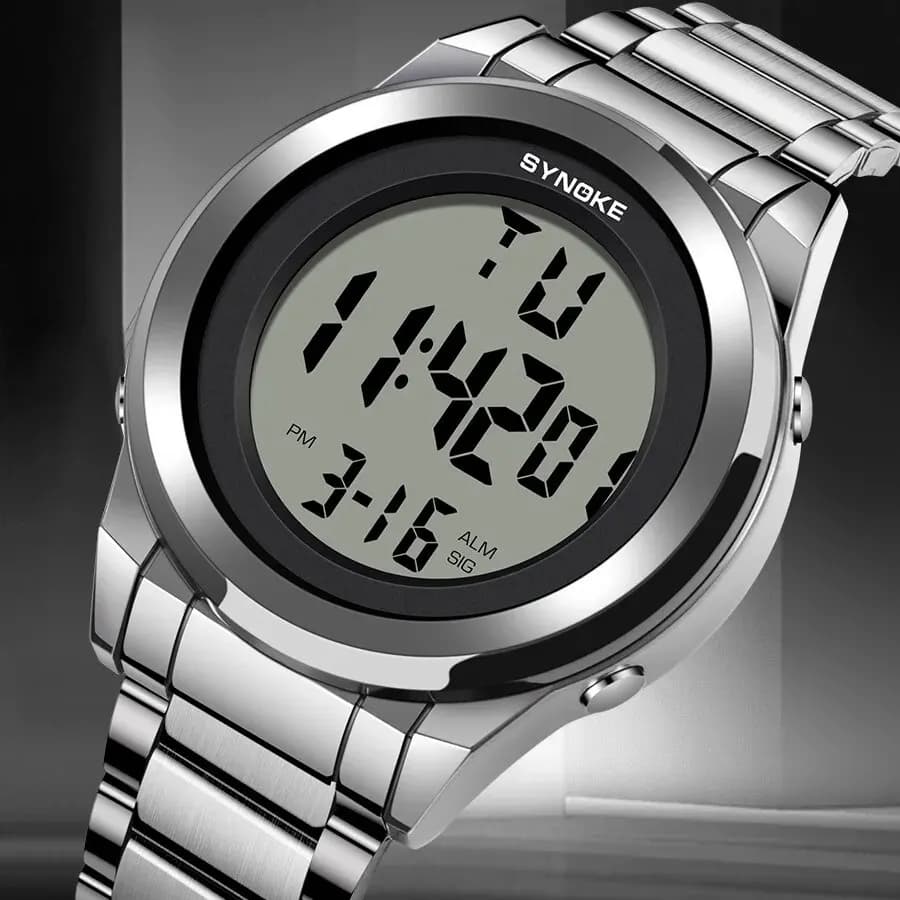 SYNOKE Top Brand Luxury Alarm Hour in acciaio inossidabile per orologi da uomo Fashion LED orologio da polso digitale da uomo Waterpoof