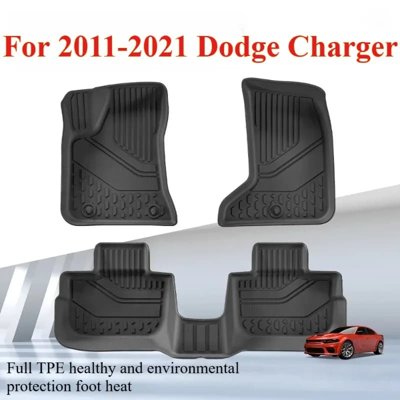 Set di 3 Tappetini per Auto Dodge Charger 2011-2021, Tappetini Impermeabili per Tutte le Stagioni