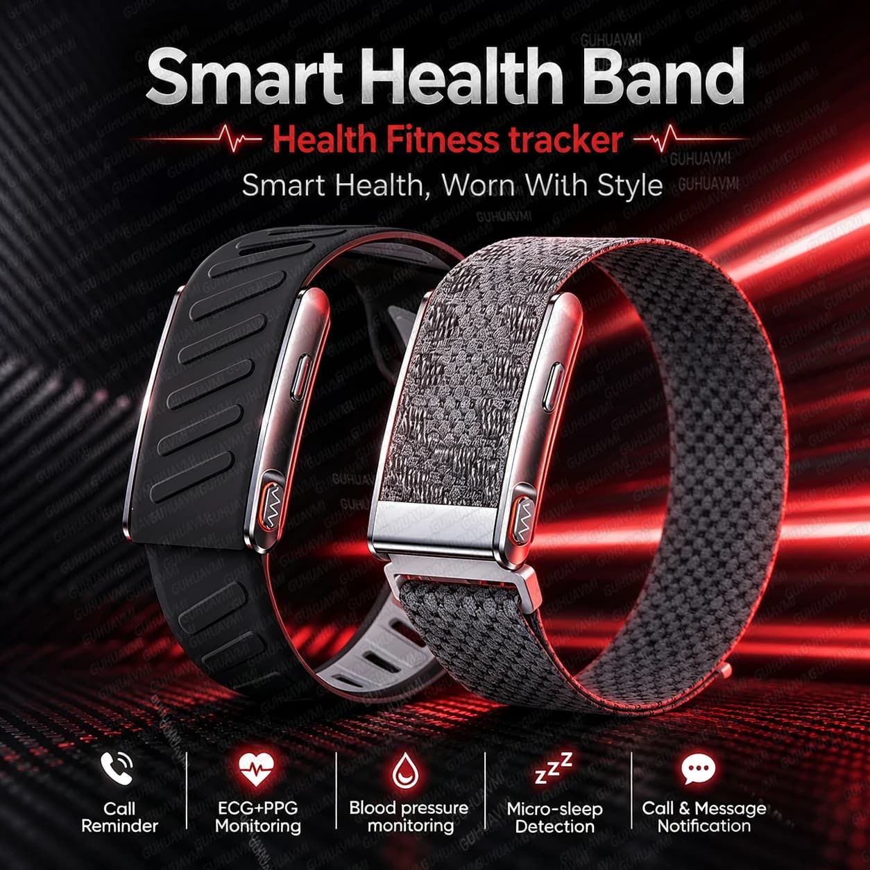 2026New Health Tracker ECG Heart Rate Smart Band Body Fat BMI Blood Pressure Sleep SPO2 SMS Call Reminder Fitness Smart Bracelet