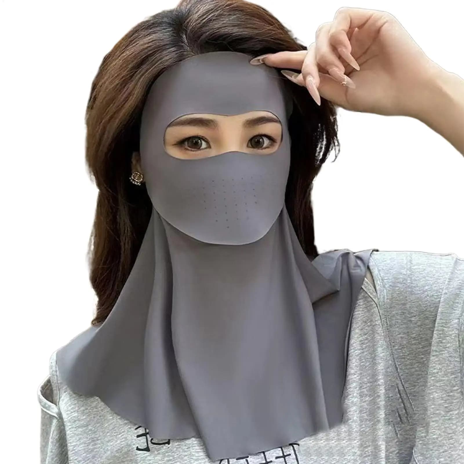 Full-face sun protection mask sun face shield uv protection gear Sun Protection Neck Protector Gear Ice Silk Sunscreen Mask