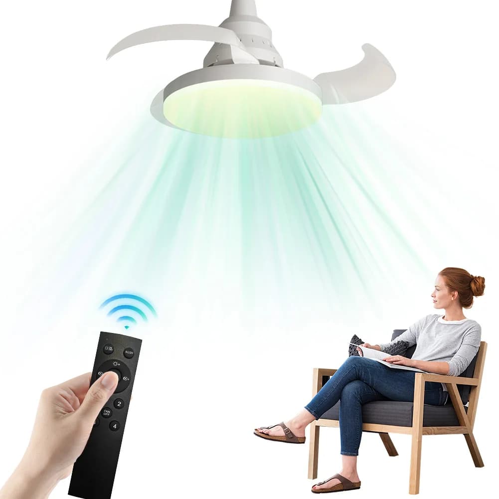 Ventilatore sospeso portatile con lanterna a LED Ventilatore dimmerabile con telecomando Ventilatore da soffitto elettrico silenzioso per sala da pranzo Camera da letto Soggiorno