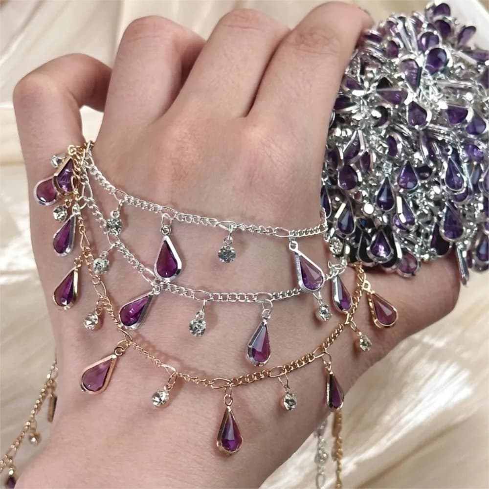 0.5/1m Silver Jewelry Making Chains Dangle Teardrop Rhinestone Charms Brass Jewelry Findings for DIY Necklace Ankle Bracelet