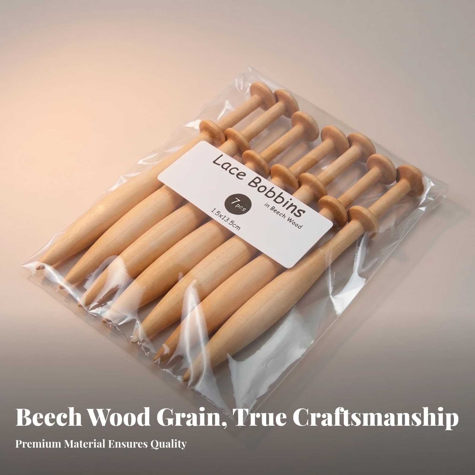 7 Pieces Smooth Surface Beech Wood Bobbins Easy to Store Craft Supplies Wooden Lace Bobbins Collar Rings