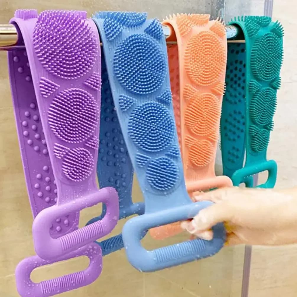 Spugna per il corpo spazzole in Silicone asciugamani da bagno Scrubber sfregamento Peeling per la schiena massaggio cintura doccia spazzole per la pulizia della pelle estese