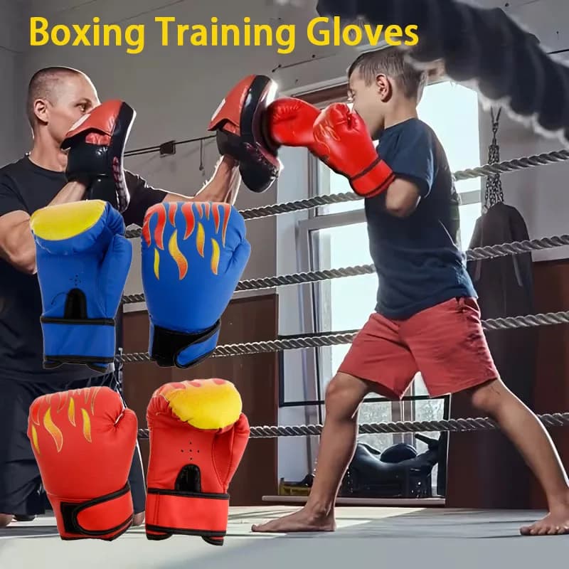 1Pair Kids Boxing Gloves, for Punching Bag Kickboxing Thai Mitts MMA Training Sparring, Flame Boxing Training Gloves