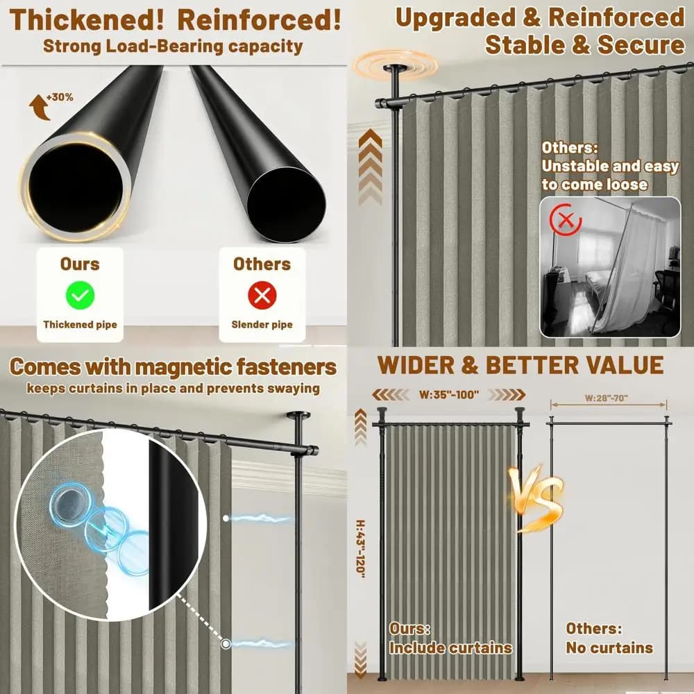 Dark Tent and Fonoabsorbent Grigia, 100x96 inches, 1 Panel + Sticks Without Drilling, 43-120x35-100 inches, Ideal for Room