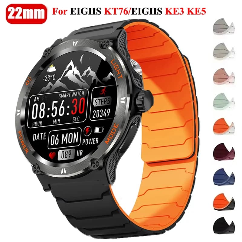 Cinturino da polso magnetico in silicone da 22 mm per EIGIIS KT76 Smart Watch cinturino di ricambio sportivo per EIGIIS KE3/EIGIIS KE5 braccialetto Correa