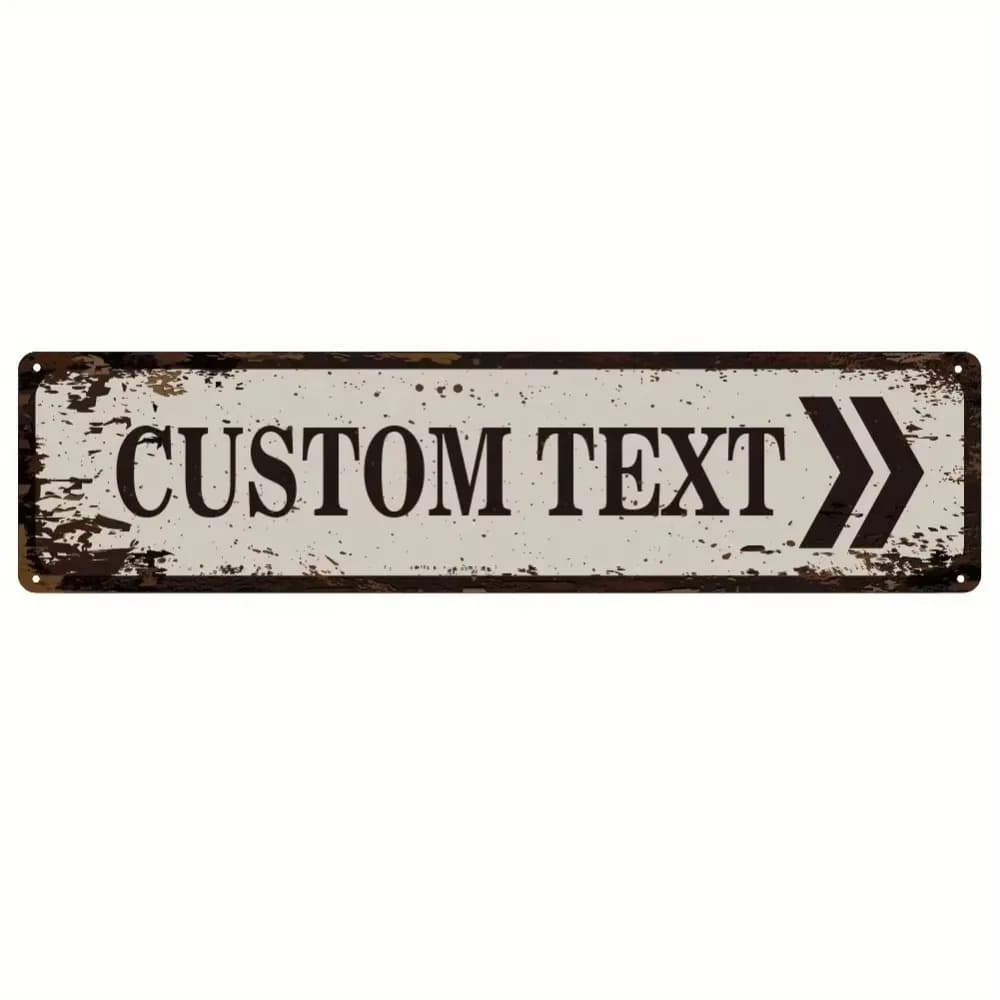 CIFbuy Personalized Custom Text Wall Plaque, 40x10cm Weathered Rust Beige Arrow Metal Sign, Vintage Indoor Ornament