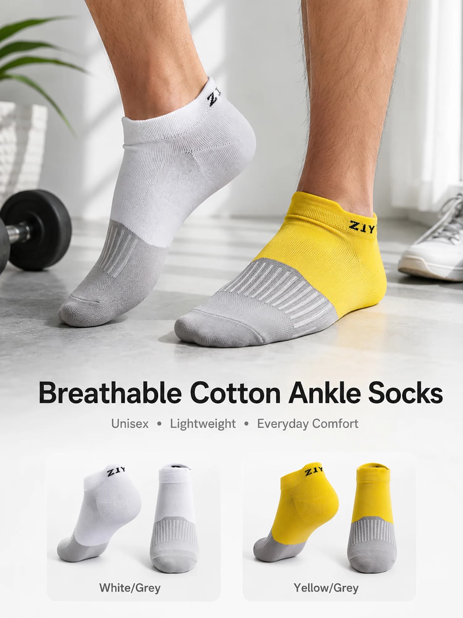 1/4/6Pairs Men's Color Block Ankle Socks Breathable Combe Cotton Cushioned Low Cut Sports Running Non Slip Moisture Wicking Gift