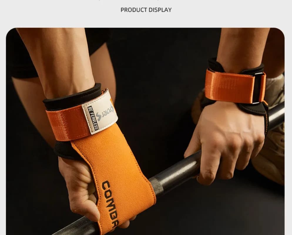 1 pair of bovina leather gym gloves anti-slip belt power bearings for lifting stand training crossfit fitness palm protection