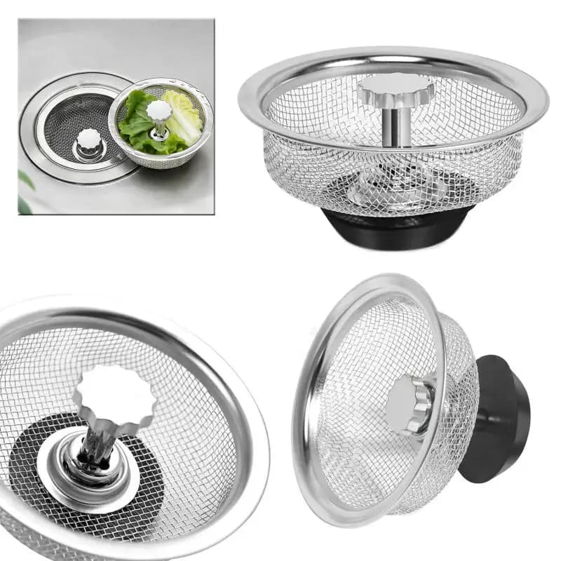 8 pezzi ~ 2 pezzi filtro per lavello da cucina con manico e tappo cestello di scarico di ricambio filtro a rete in acciaio inossidabile foro per rifiuti