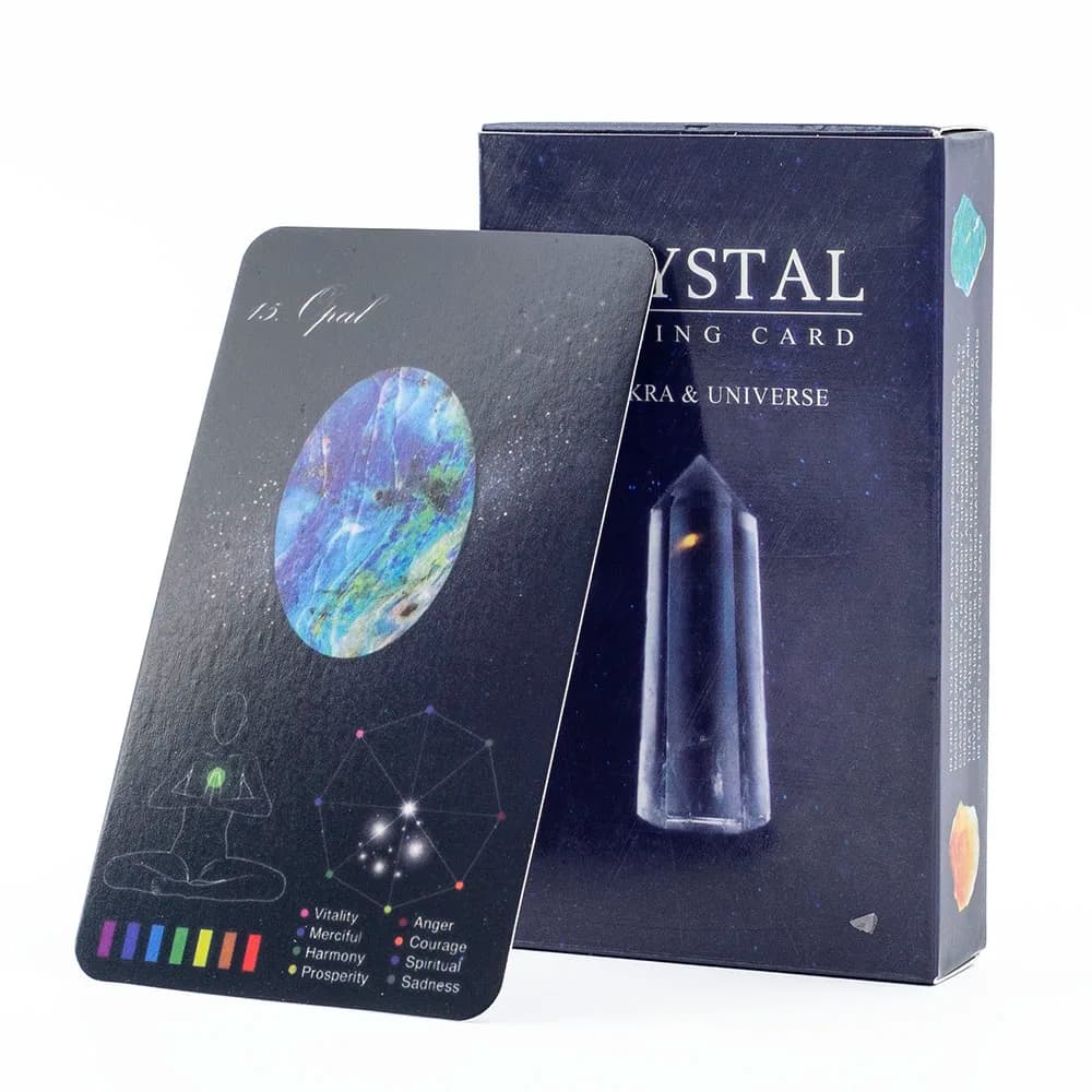 Carte curative con cristalli Mazzo da 60 carte con carte zodiacali e oracoli di cristallo per giochi da tavolo per feste in famiglia, profezie, divinazione del destino