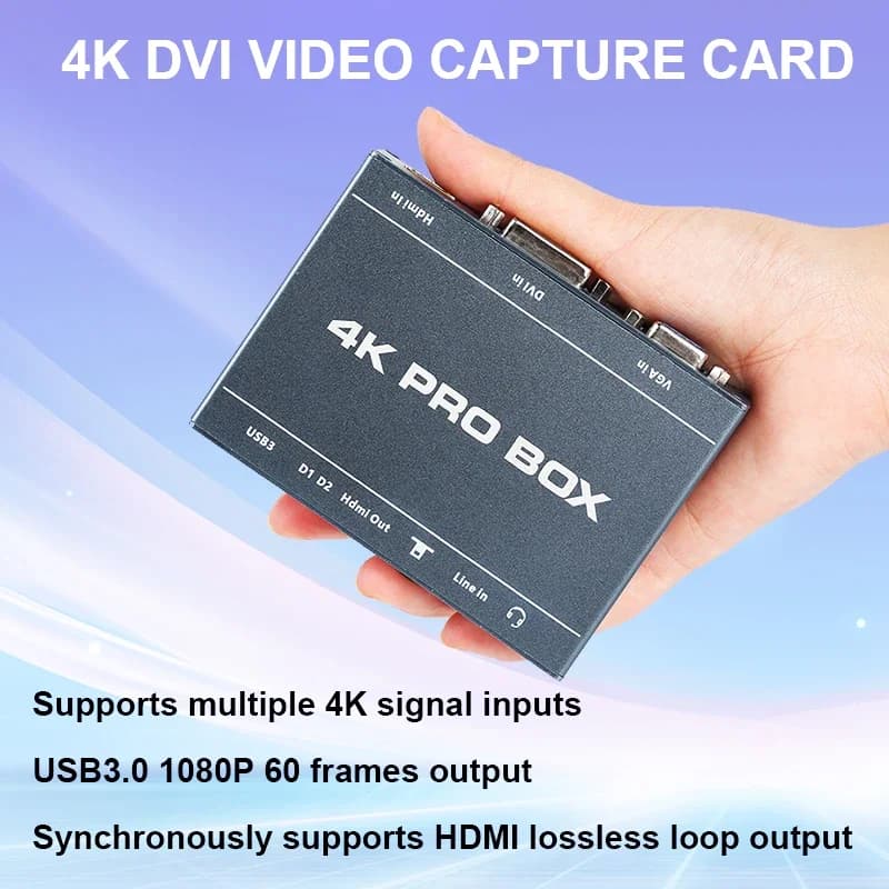 Scheda di acquisizione professionale 4K PRO BOX DVI HDMI VGA a USB3.0 con dispositivo di acquisizione video HD Loop Out HDMI
