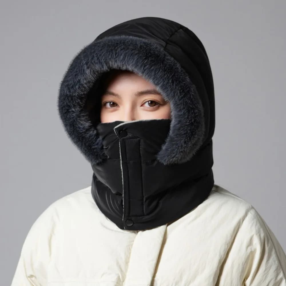 Moda Tenere al caldo 3-in-1 Cappello da ciclismo invernale Copricapo antivento Sciarpa calda Maschera per il viso Velluto ispessito Lei Feng Cappello da sci