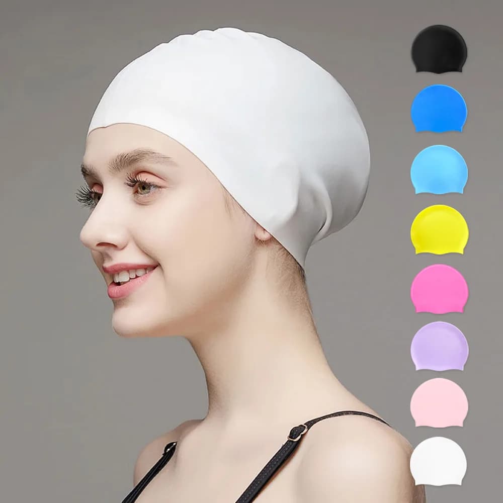 Silicone swim cap, classic unisex, for adults and children, comfortable waterproof swim head durable non-slip, for long and short hair