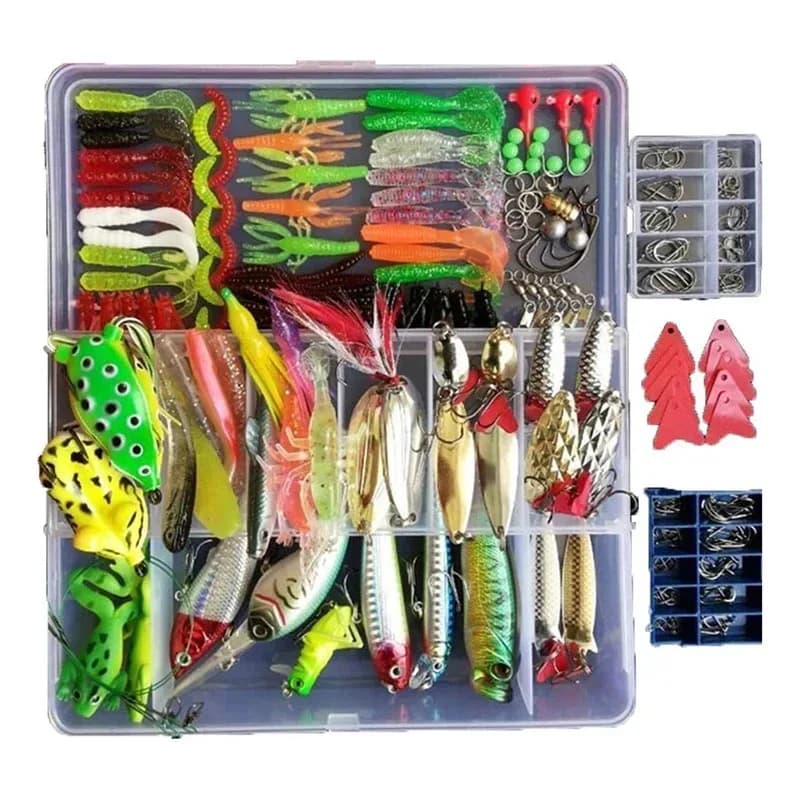 Set di esche da pesca per acqua dolce e salata Wobblers artificiali duri Cucchiai da jig in metallo Kit di accessori per attrezzatura da esca in silicone morbido