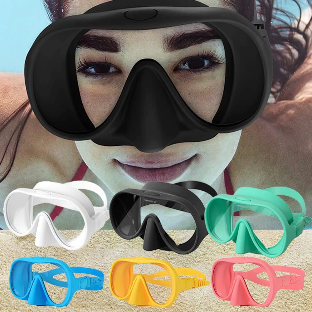Scuba diving mask for young adults, tempered glass snorkeling mask, swimming mask, leakless swim glasses with nose mask