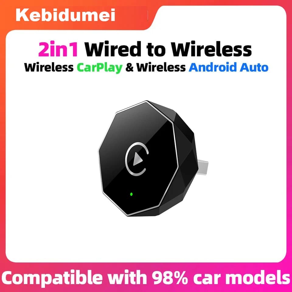 Car Adapter Android CarPlay Wireless Wired 2 in1 Smart Mini Box Plug and Play Bluetooth for Car with CarPlay Wired