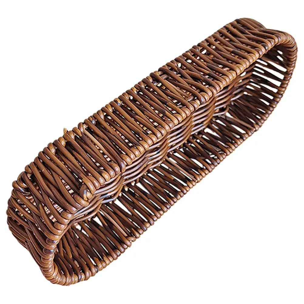 Oval Rattan Bread Basket Plastic Imitation Wicker Bread Serving Box for Home Kitchen Snack Storage Organizer Woven Storage