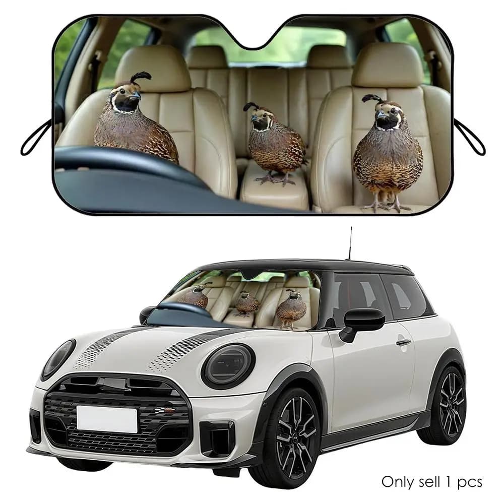 Parasole Divertente a Forma di Quaglia per Auto, Riutilizzabile in Alluminio, Copertura Isolante UV e Termica per Parabrezza Auto